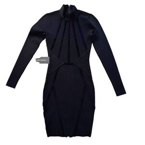 Guess Marciano Kalia Black Bandage Dress Mock Neck Y2K Aesthetic Bodycon XXS NWT